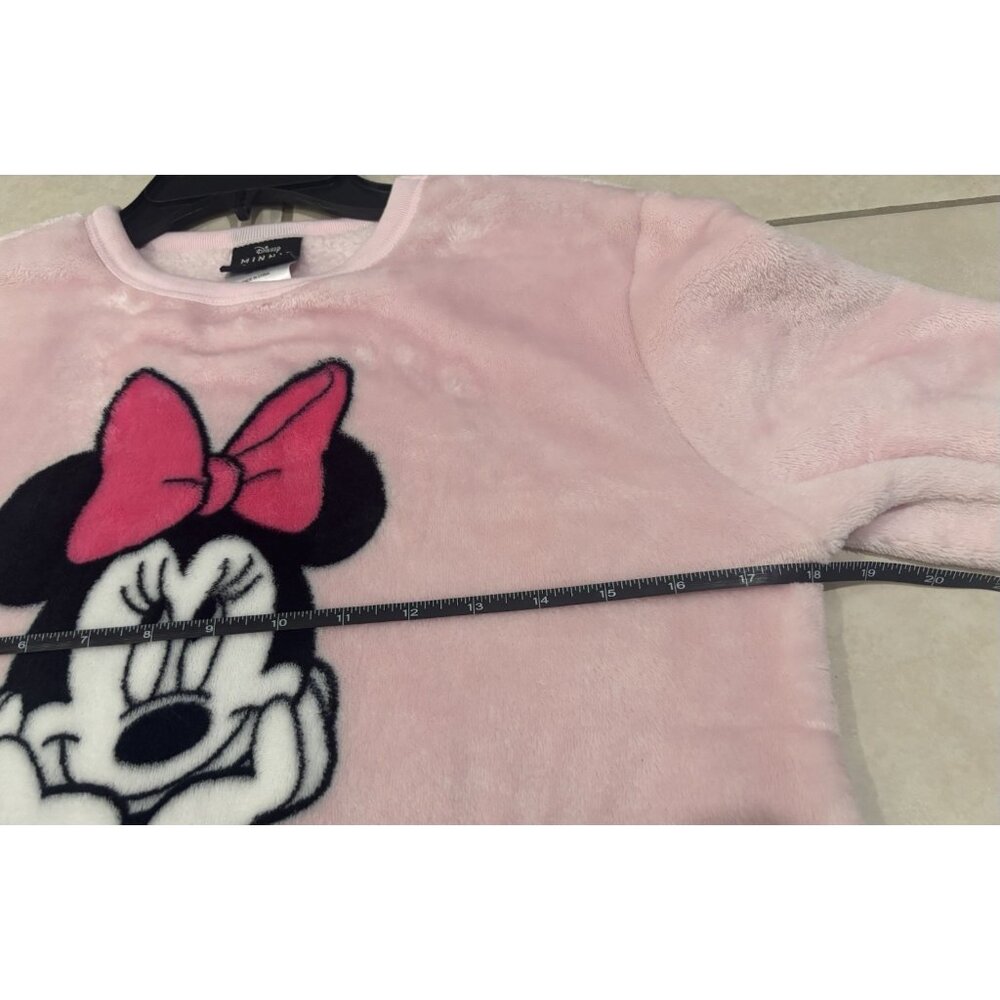 Disney Minnie Mouse Fuzzy Fleece Pink Pullover Sweater Sz XS Long Sleeve Soft - Picture 9 of 11